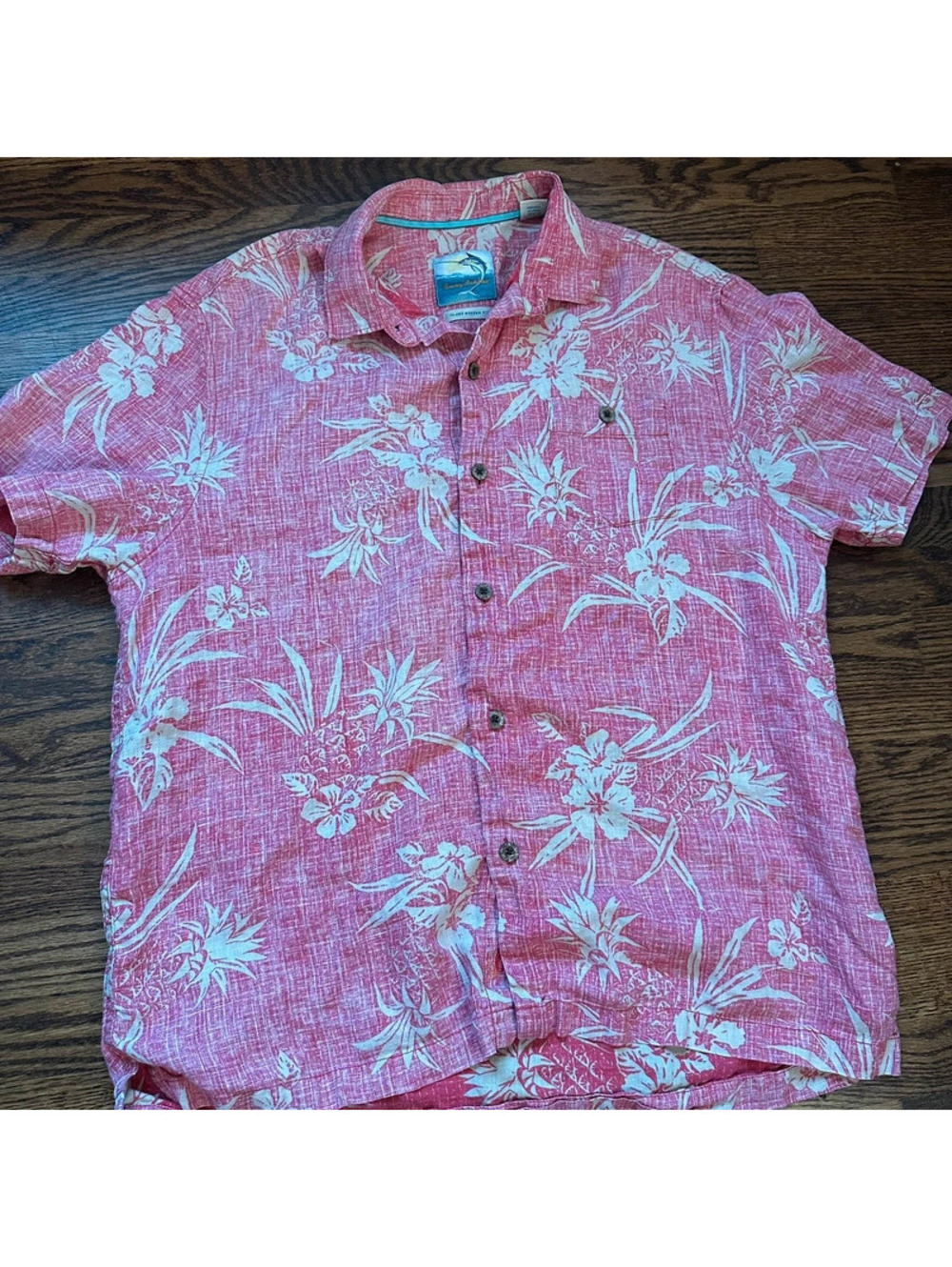 Tommy Bahama Pink Linen Hawaiian Shirt